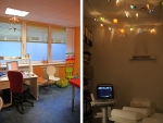 Links: Untersuchung / Behandlung<br/>Rechts: Ultraschall